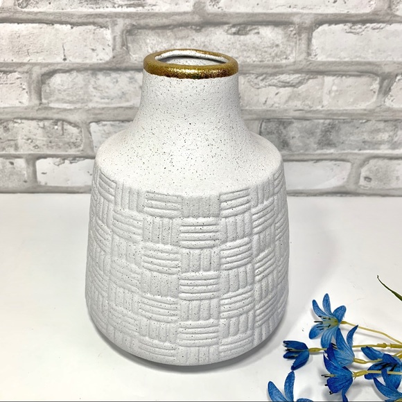 Threshold Accents Opalhouse White Gold Decorative Stoneware Vase